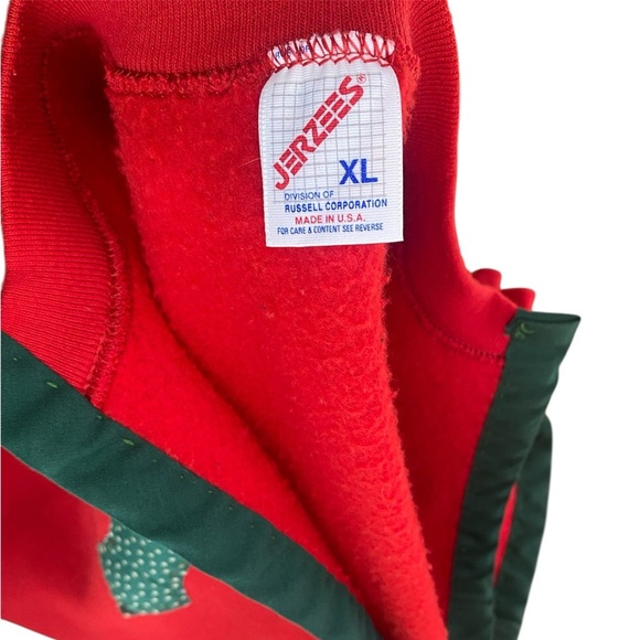 Vintage Hand Stitched Christmas Sweatshirt Unisex XL Holiday 90s Party Sweater - Picture 6 of 7